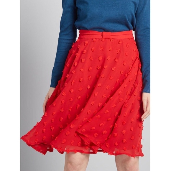 ModCloth fizzy polka dot bow waist skirt NWOT - Picture 2 of 7